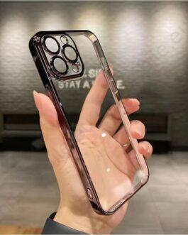 Луксозен силикон кейс с протектор камера за iPhone 14 / Черен