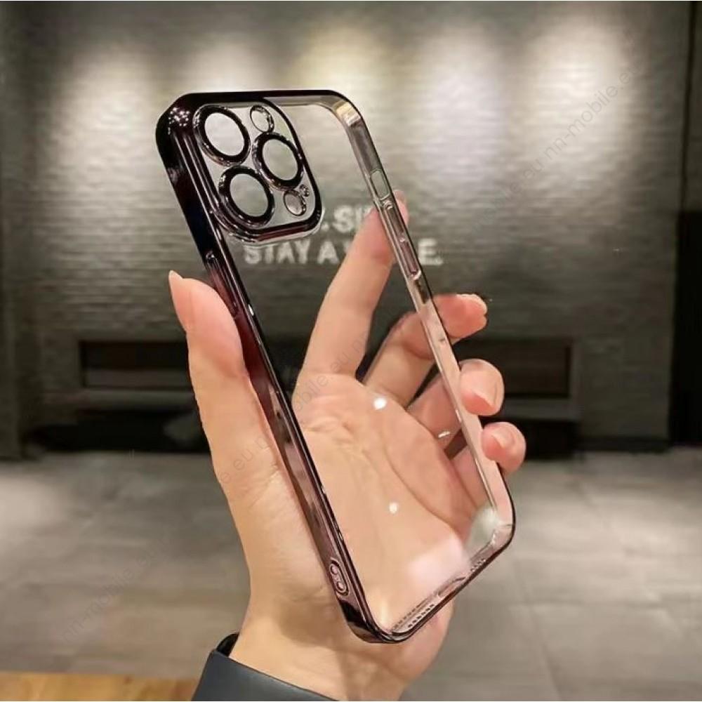 Луксозен силикон кейс с протектор камера за iPhone 14 Plus / Черен - Image 2
