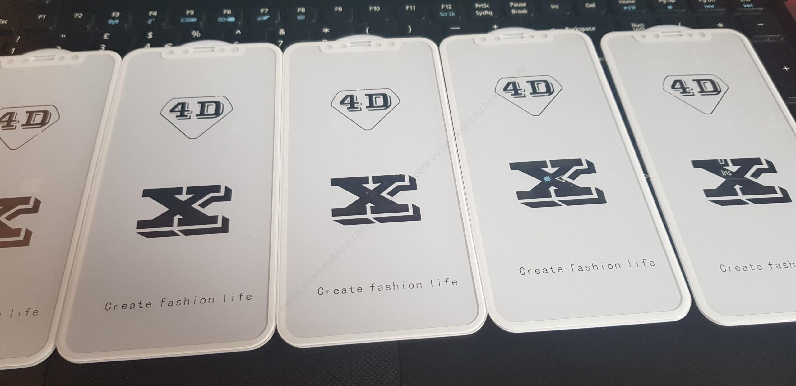 Пълнопокриващ 4D стъклен протектор за iPhone 11 PRO X XS Бял
