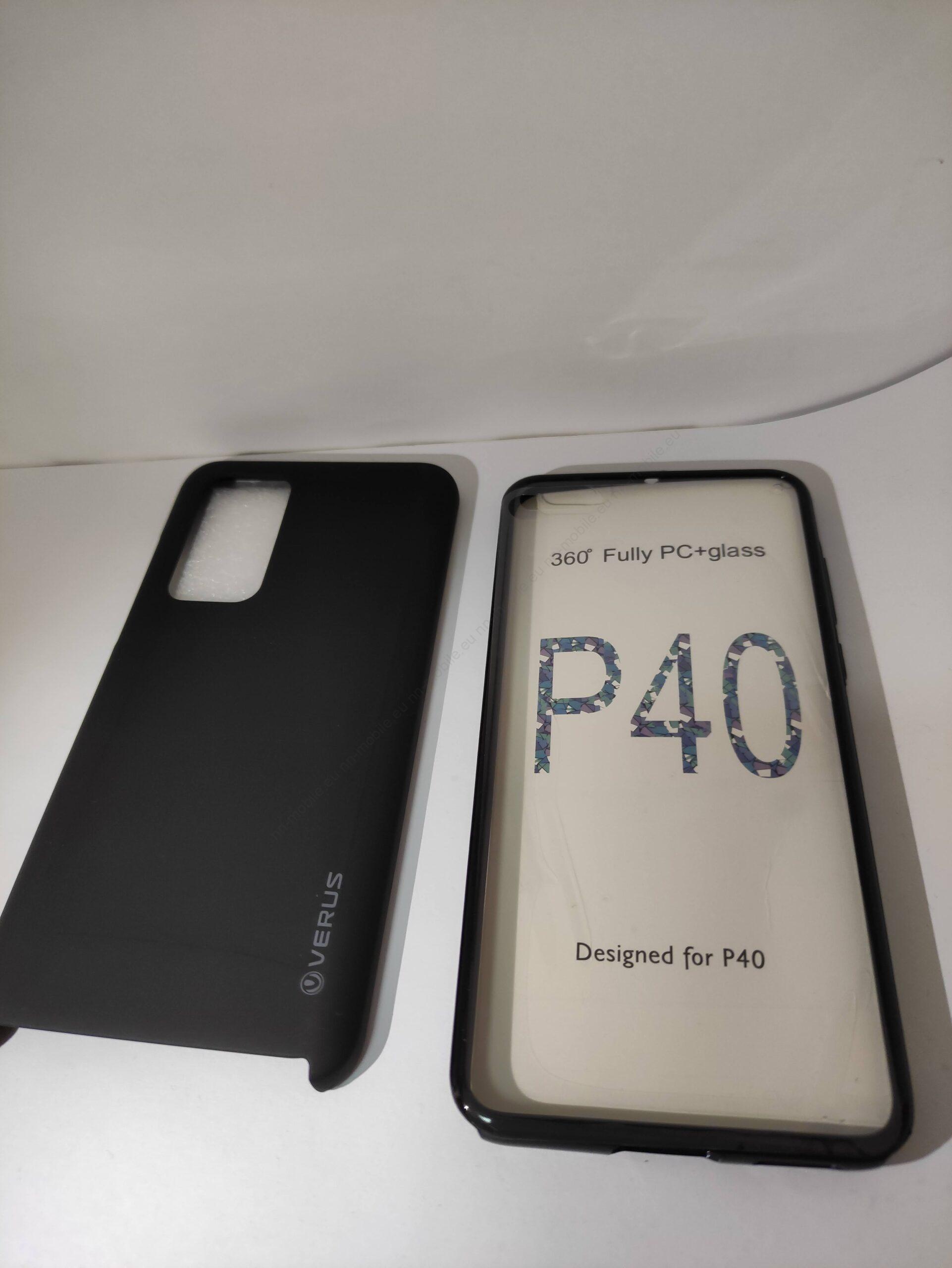 360° 2в1 Пълнопокриващ PVC Кейс за Huawei P40 / Черен /