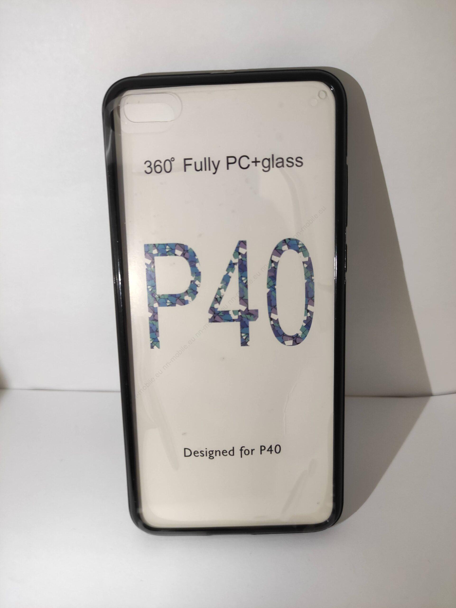360° 2в1 Пълнопокриващ PVC Кейс за Huawei P40 / Черен / - Image 2