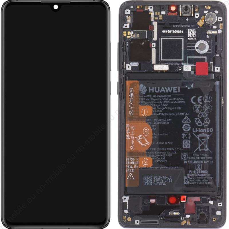 Оригинален LCD Дисплей за Huawei P30 ELE-L29, ELE-L09 / Дисплей+Рамка+Батерия / Service pack / Черен
